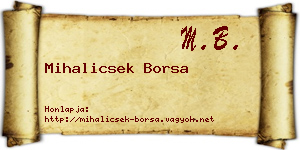 Mihalicsek Borsa névjegykártya